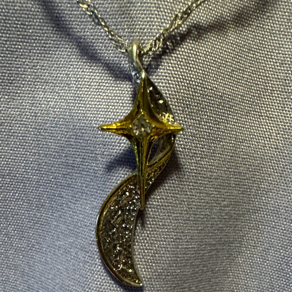 Gold and Silver Star Pendant Necklace
